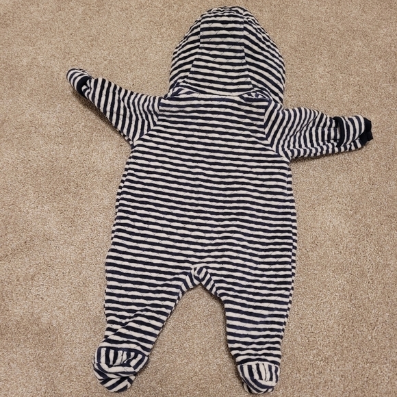 Nordstrom Baby Bunting Quilted Navy Striped Snow Winter Suit Size 6 Mont… - Picture 5 of 5